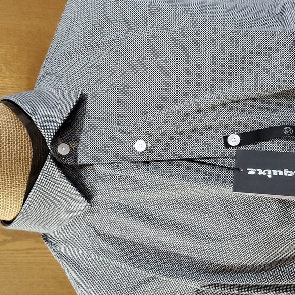 Esquire NWT black white print dress shirt non iron performance slim print - Picture 1 of 9
